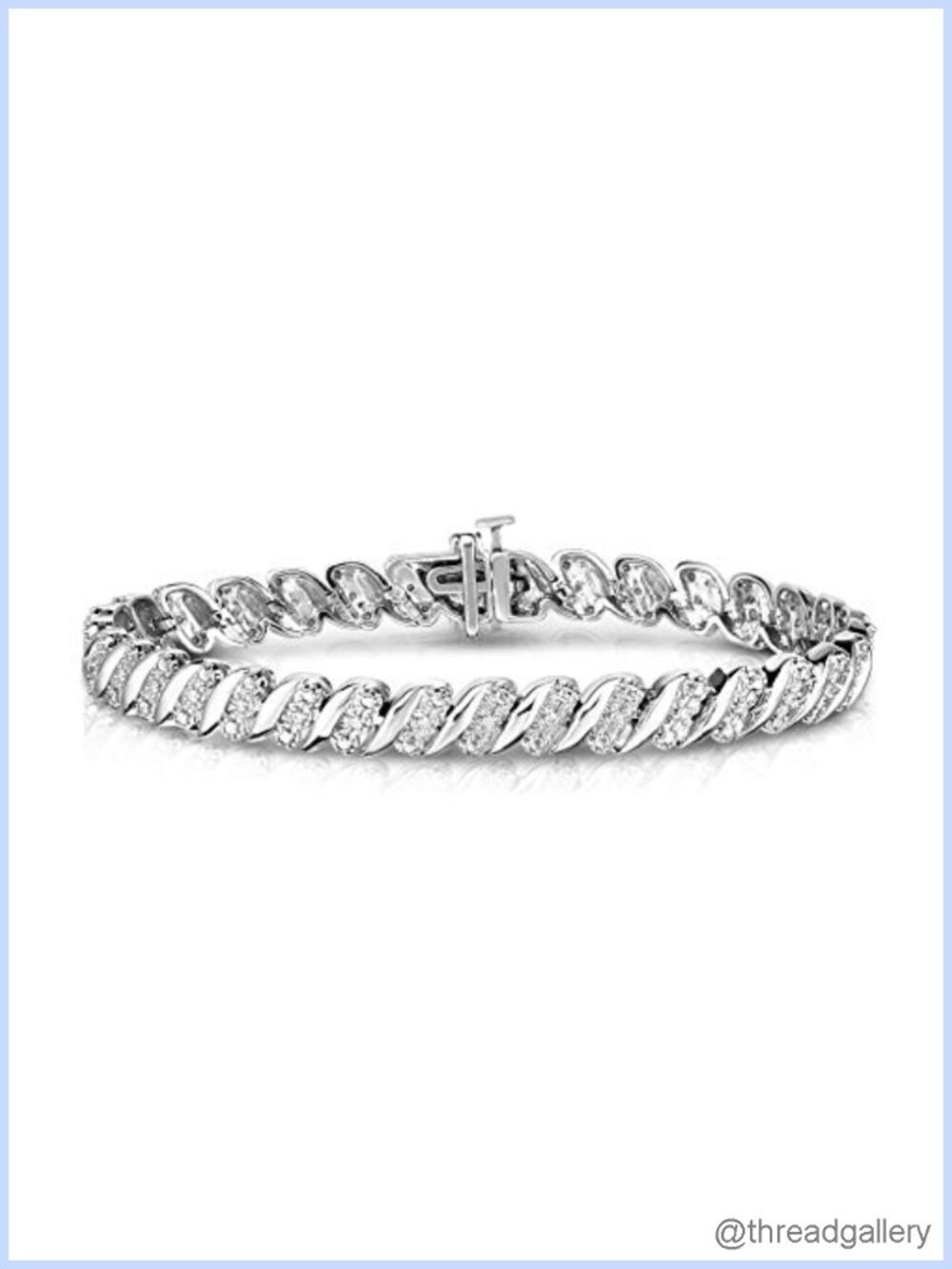 NATALIA DRAKE 1/4 CTW Diamond Tennis Bracelet Wave Link Rhodium Plated Sterling